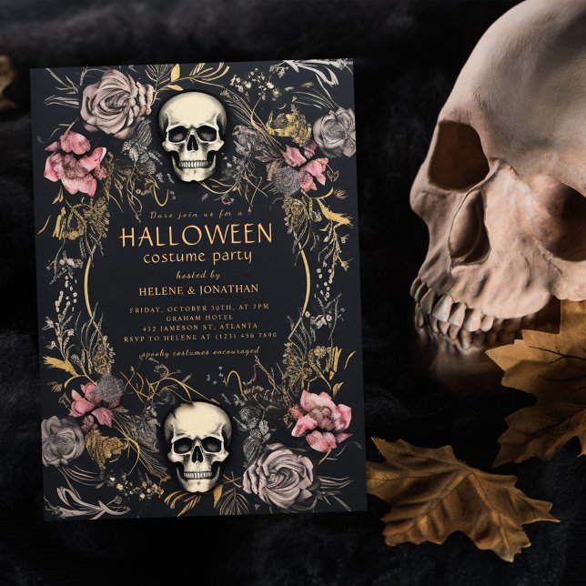 Invitation Gothique Skull Adulte Halloween Party (Gothic Skull Adult Halloween Party Invitation)