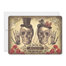 Gothique Skull Couple Day of Dead Wedding Invitati