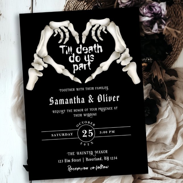 Invitation Gothique Squelette Coeur jusqu'à la mort Mariage n (Créateur téléchargé)