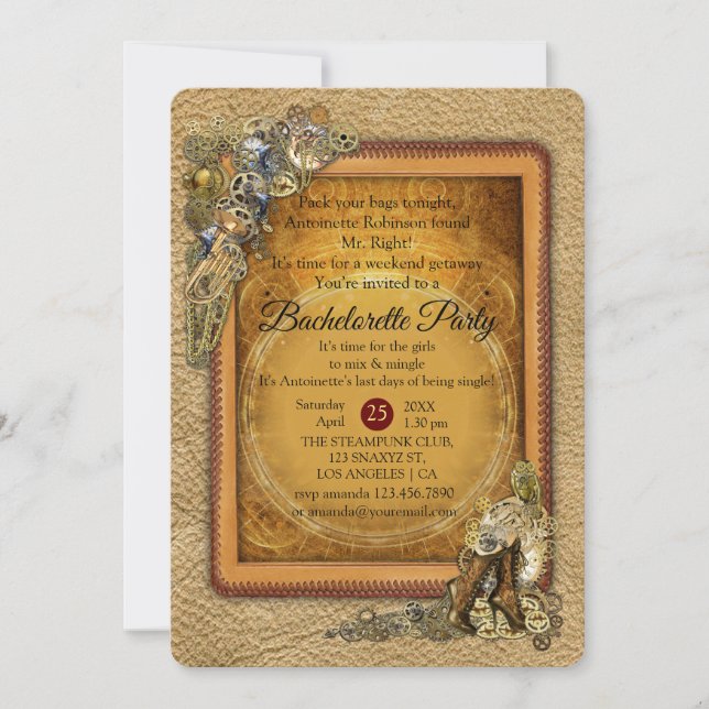 Invitation Gothique - Steampunk Bachelorette Party (Devant)