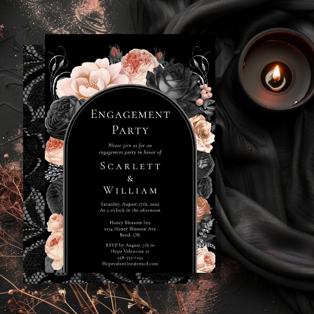 Invitation Gothique Vintage Black Blush Arch (Créateur téléchargé)