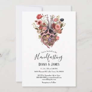Invitation Gothique Vintage Boho Anatomique Coeur Handfasting