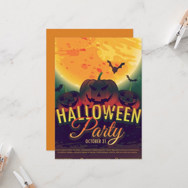 Invitation Gothique Vintage Halloween fête d'anniversaire (Devant/Arrière en situation)