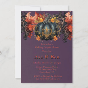 Invitation Gothique violet noir Citrouille Mariage Couples Do