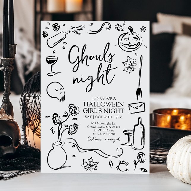 Invitation Gouls Nuit Adulte Halloween Filles Fête de nuit (Créateur téléchargé)