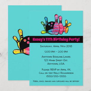 Invitation Goupilles de bowling teintes par cravate avec la