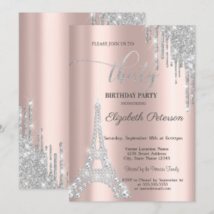 Invitation Gouttes d'Argent, Diamants Tour Eiffel 30e Anniver
