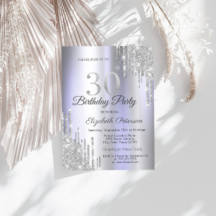 Invitation Gouttes de paillettes argentées 30e anniversaire