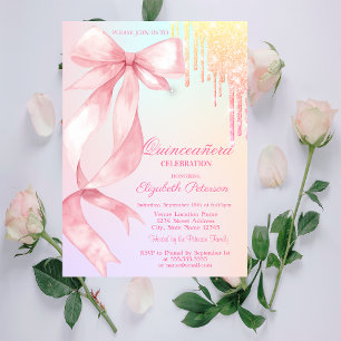 Invitation Gouttes de paillettes d'arc-en-ciel à l'aquarelle 