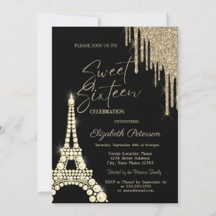 Invitation Gouttes de paillettes, Diamants de la Tour Eiffel 