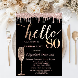 Invitation Gouttes de paillettes,Verre à vin Fête d'anniversa