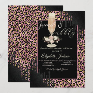 Invitation Gouttes, Verre, Fleur Imprimé Léopard Brunch & Bul