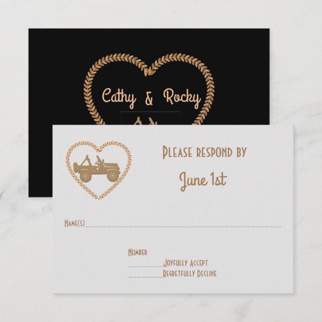 Invitation GP Off Road 4X4 & Noms dans  Mariage RSVP cœur (Devant / Derrière)