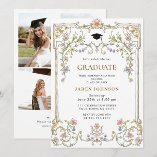 Invitation Grâce florale ornée Boho 4 Photo Fête de remise de