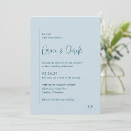 Invitation Grace Muet bleu Mariage moderne