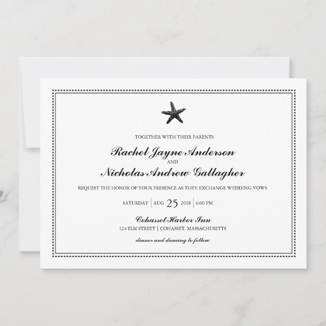 Invitation Graceful Starfish Classic Black | MARIAGE (Devant)