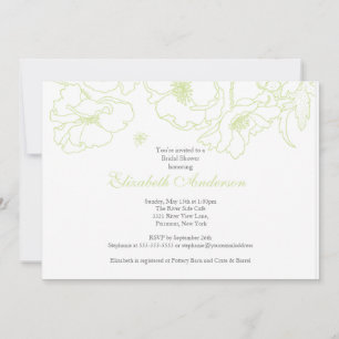 Invitation Gracity Green Poppy Floral Fête de l'mariée Invita