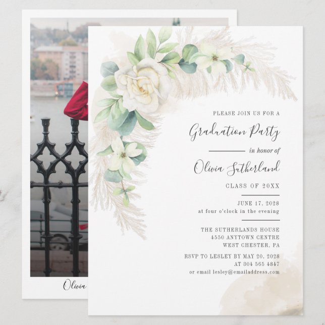 Invitation Grad 2025 Pampas Graduation Party (Devant / Derrière)