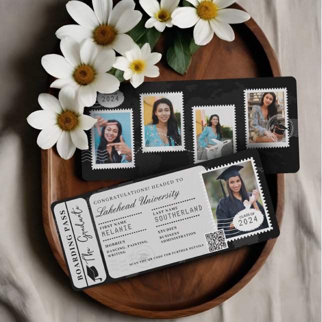 Invitation Grad Adventure Attend Billet Avion Pass d'embarque (Grad Adventure Awaits Boarding Pass Plane Ticket Invitation)