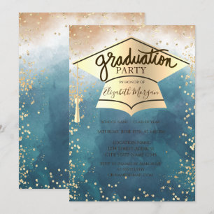 Invitation Grad Casquette, Diamants Peinture Splash Graduatio