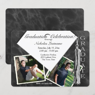 Invitation Grad Casquette et Tassel Twin Photo