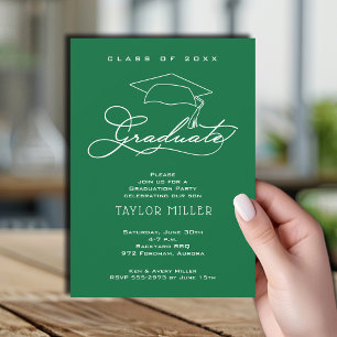 Invitation Grad Casquette Green Graduation Party
