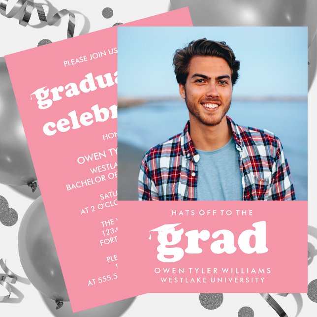 INVITATION GRAD CASQUETTES RETRO OFF À GRAD PHOTO GRAD INVITA (Créateur téléchargé)