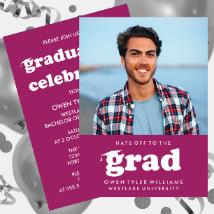INVITATION GRAD CASQUETTES RETRO OFF À GRAD PHOTO GRAD INVITA