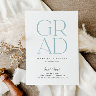 Invitation Grad d'envol   Bleu clair + Blancs