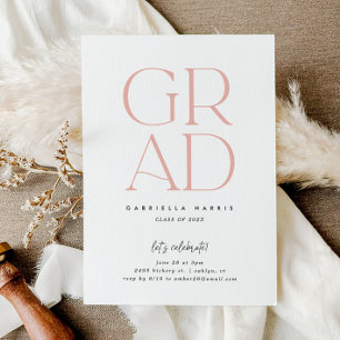 Invitation Grad d'envol   Pink + White Graduation