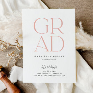 Invitation Grad d'envol | Pink + White Graduation