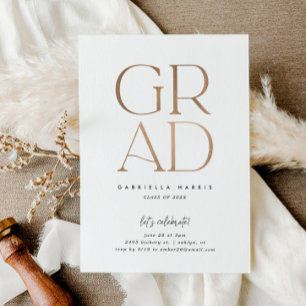 Invitation Grad d'envol   Rose Gold + White Graduation