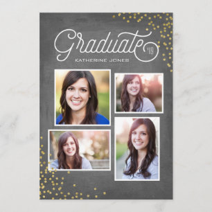 Invitation Grad Glamour 4Photo Collage Graduation