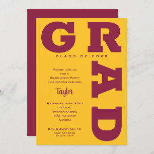 Invitation GRAD Gold et Maroon Graduation