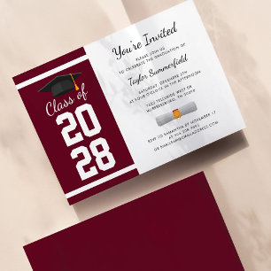 Invitation Grad Party 2024 Bourgogne Moderne Graduation