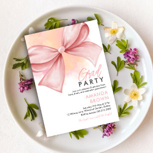 Invitation Grad party 2025 Bow rose Elegant tendance