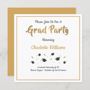 Invitation Grad Party, Gold, Graduation Celebration