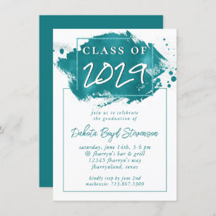 Invitation Grad peint   Turquoise Splatter Brushstroke Party
