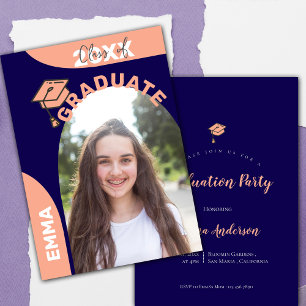 Invitation Grad Photo 2025 Blue Arch Design Graduation Party