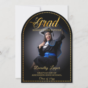 Invitation Grad. Touche d'or Éclairez votre avenir.