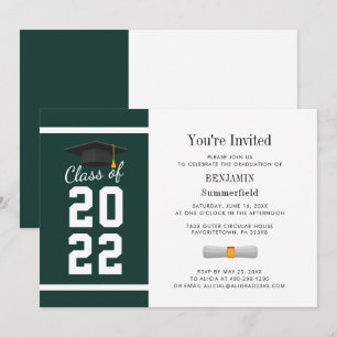 Invitation Graduate 2024 Green White Graduation Party