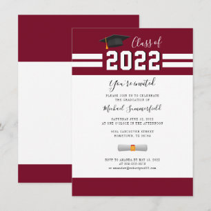 Invitation Graduate 2025 Burgundy White Graduation Party