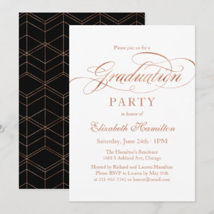 Invitation Graduate Foil Rose Gold Élégant Script Grad Party