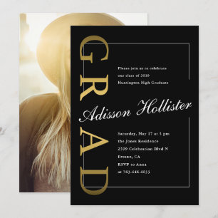 Invitation Graduate Formal Gold Black Photo Party