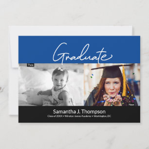 Invitation Graduate hier et maintenant Photos bleu Graduation
