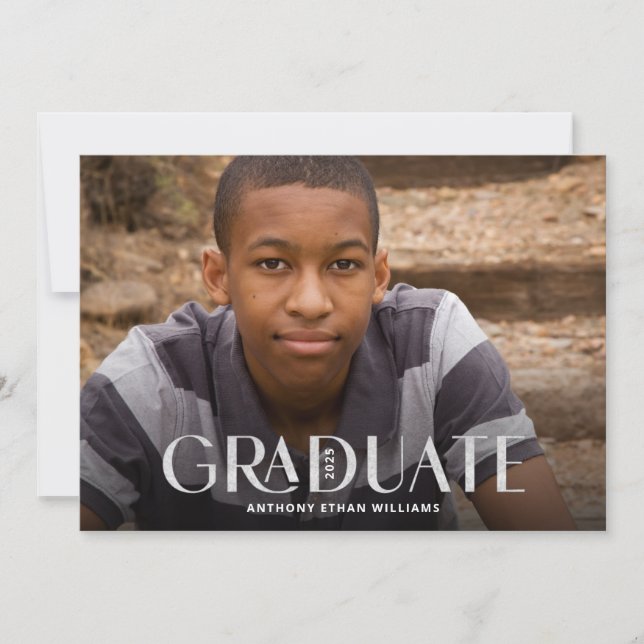 Invitation Graduate moderne Silver Overlay Party (Devant)
