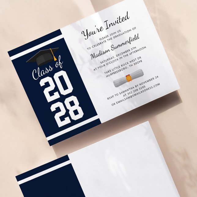 Invitation Graduate Navy Blue Graduation 2025 Party (Créateur téléchargé)