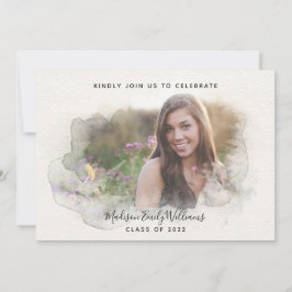 Invitation Graduate Party 4 Photo Script Aquarelle