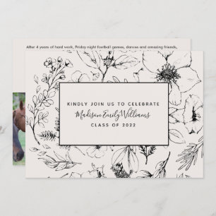 Invitation Graduate Party Blush Botanical Script 3 Photo