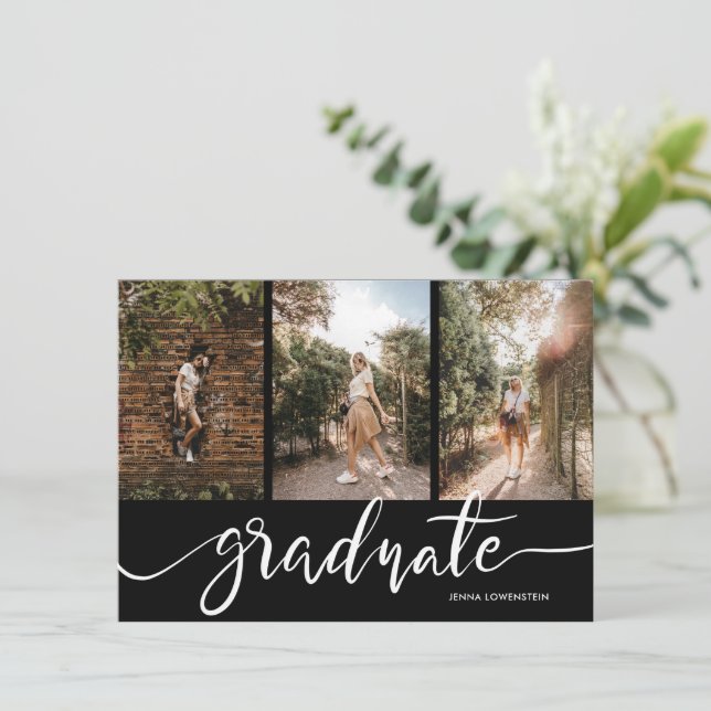 Invitation Graduate Script Trois Photos Graduate Party (Debout devant)